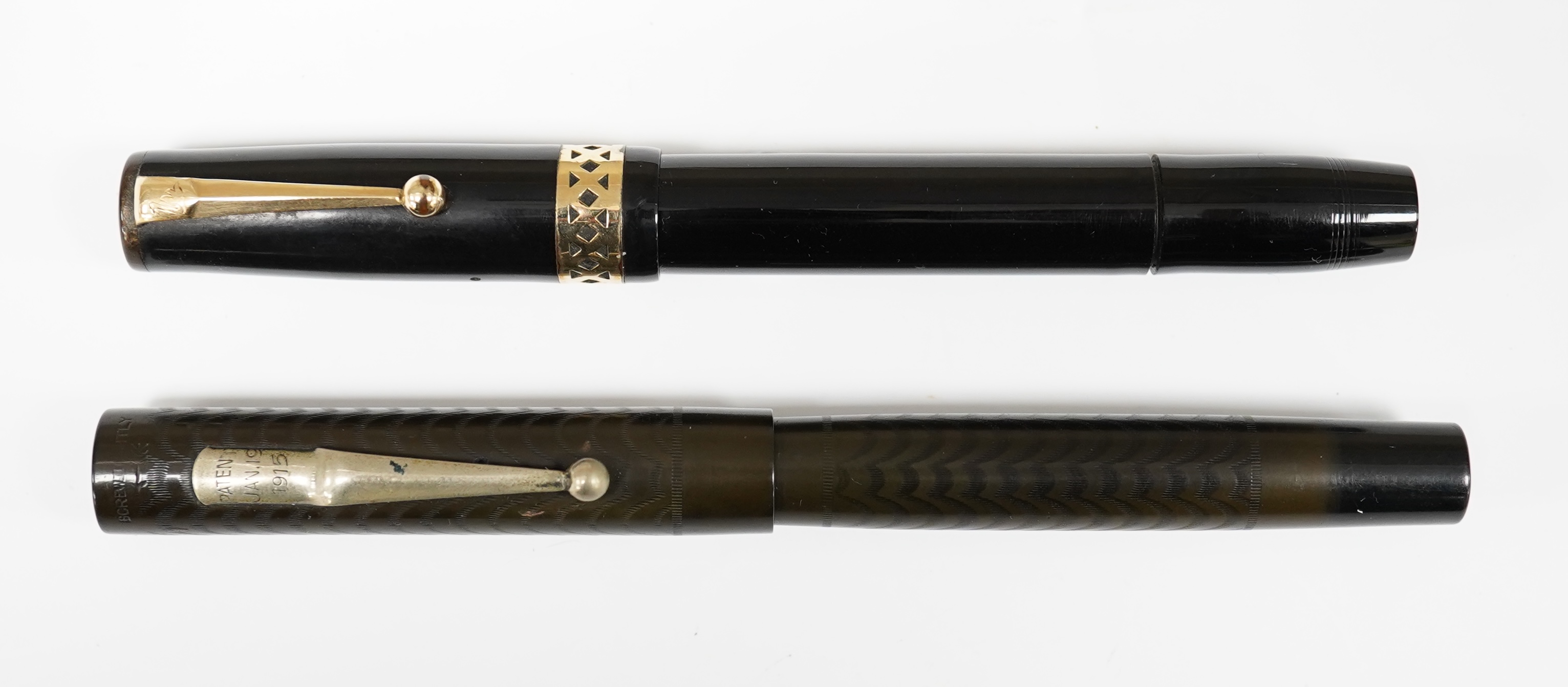 A Swan black Visofil fountain pen along with unusual Swan Eyedropper pen